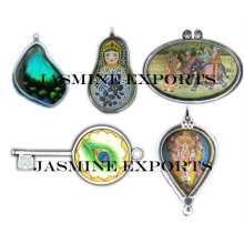 Indian Hand Painted Silver Pendants